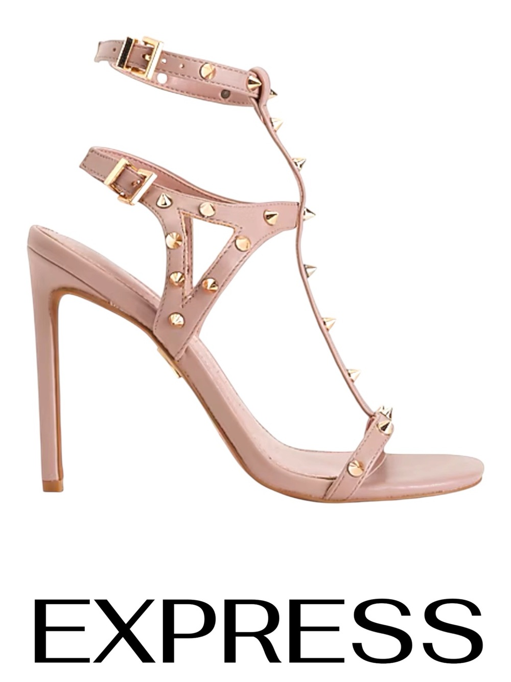 Express Blush Pink Studded T-Strap Heeled Sandals. Size 9 NWOT or box.